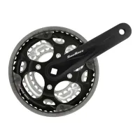 Шатун SUN RACE FCM300 28/38/48T CG (захист ланцюга), під квадрат, L175мм, чорно-сріблястий