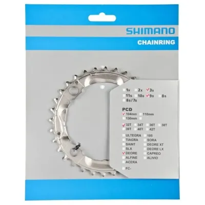 Зірка шатунів FC-M532 DEORE, 32зуб, 9-швидк, срібл