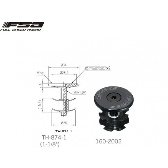 Якір 1-1/8" FSA TH-874-1, плоска кришка