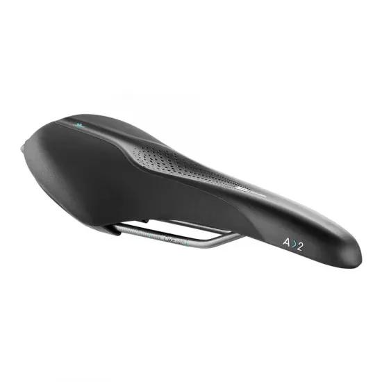Сідло Selle Royal SCIENTIA A2 Athletic, 3D skingel, оббивка Black gummy/Black mokka, 289х144мм, 390г, рейли сталь + Curva suspension, unisex, чорне