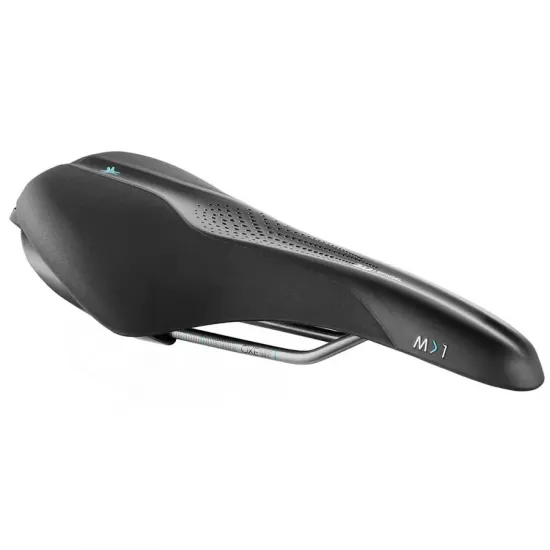 Сідло Selle Royal SCIENTIA M1 Moderate, 3D skingel, оббивка Black gummy/Black mokka, 289х141мм, 425г, рейли сталь + Curva suspension, unisex, чорне