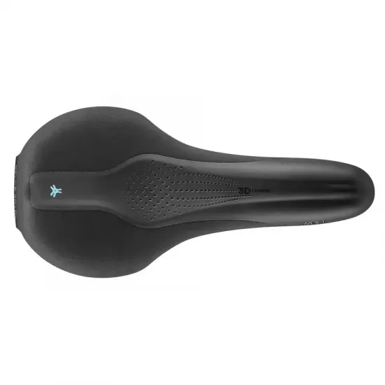Сідло Selle Royal SCIENTIA M1 Moderate, 3D skingel, оббивка Black gummy/Black mokka, 289х141мм, 425г, рейли сталь + Curva suspension, unisex, чорне