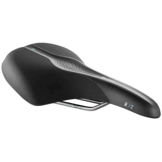 Сідло Selle Royal SCIENTIA R2 Relaxed, 3D skingel, оббивка Black gummy/Black mokka, 289х196мм, 485г, рейли сталь + Curva suspension, unisex, чорне