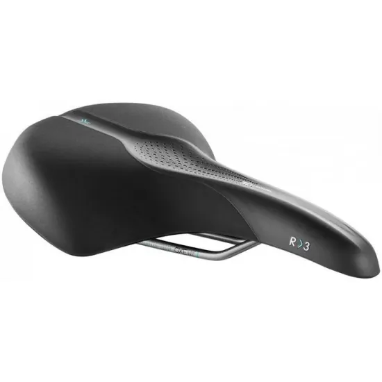 Сідло Selle Royal SCIENTIA R3 Relaxed, 3D skingel, оббивка Black gummy/Black mokka, 289х224мм, 520г, рейли сталь + Curva suspension, unisex, чорне