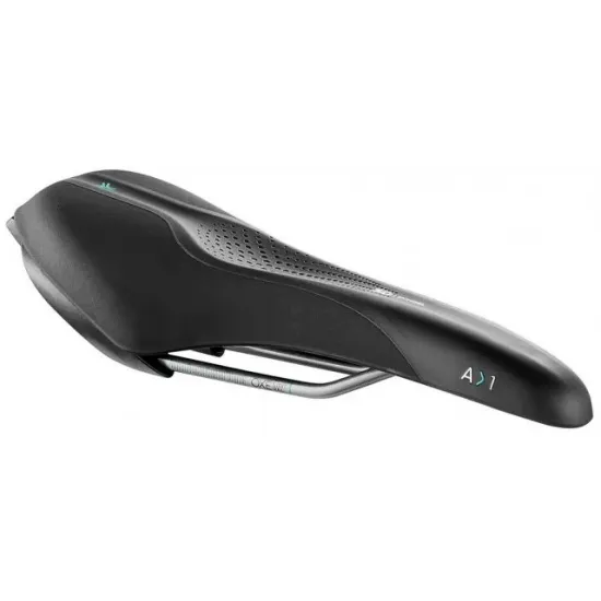 Сідло Selle Royal SCIENTIA A1 Athletic, 3D skingel, оббивка Black gummy/Black mokka, 289х127мм, 380г, рейли сталь + Curva suspension, unisex, чорне
