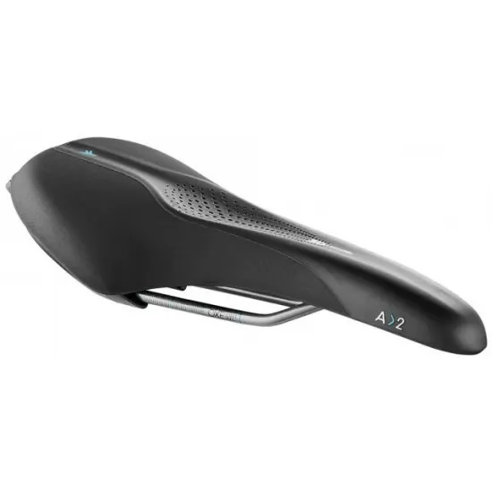 Сідло Selle Royal SCIENTIA A2 Athletic, 3D skingel, оббивка Black gummy/Black mokka, 289х144мм, 390г, рейли сталь + Curva suspension, unisex, чорне