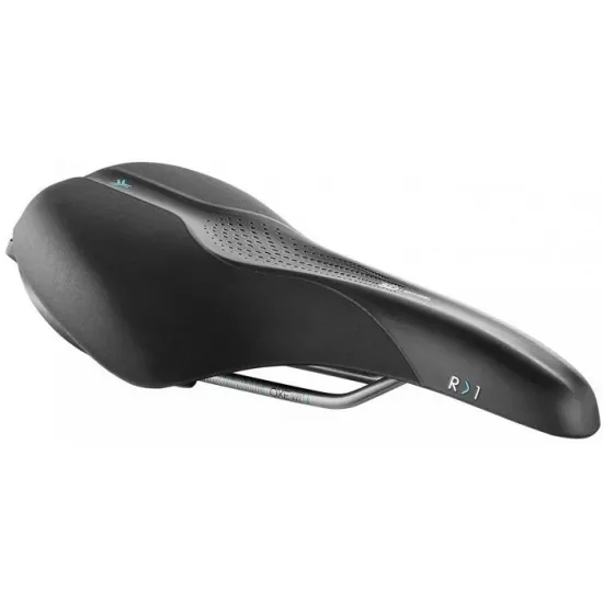 Сідло Selle Royal SCIENTIA R1 Relaxed, 3D skingel, оббивка Black gummy/Black mokka, 289х169мм, 479г, рейли сталь + Curva suspension, unisex, чорне