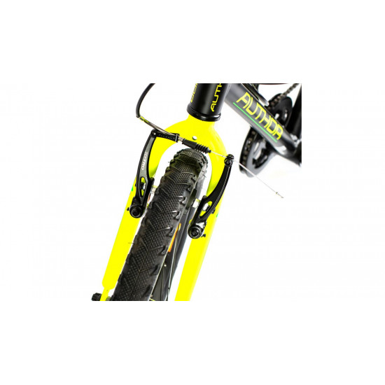 Велосипед AUTHOR (2023-24) Cosmic 20", рама 10", колір-матово чорний // неоново жовтий 2023019