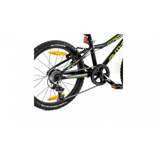 Велосипед AUTHOR (2023-24) Cosmic 20", рама 10", колір-матово чорний // неоново жовтий 2023019