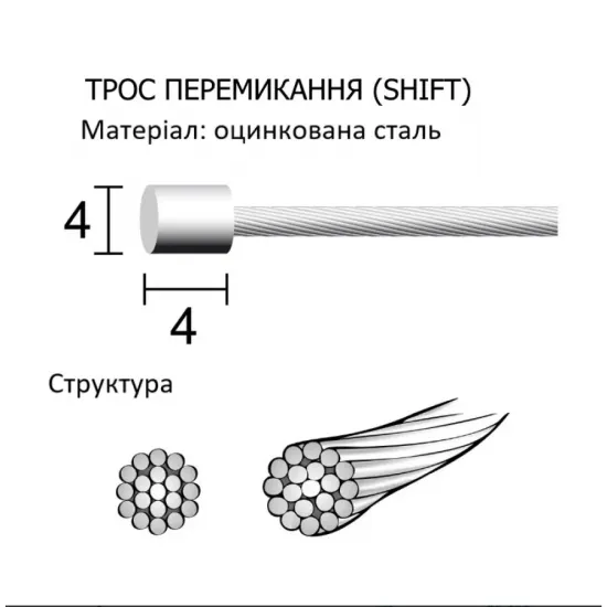 Трос перемикання Longus, SHIFT 1,2х2000мм  (коробка 100 шт)