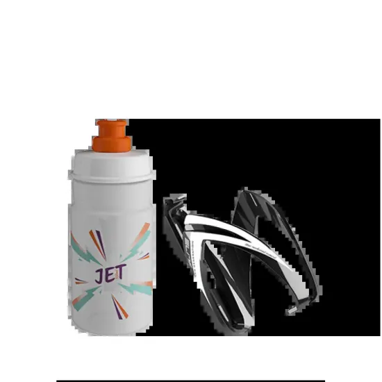 Комплект ELITE CEO: фляготримач чорнийбілий + фляга JET білий\помаранчевий 350мл
