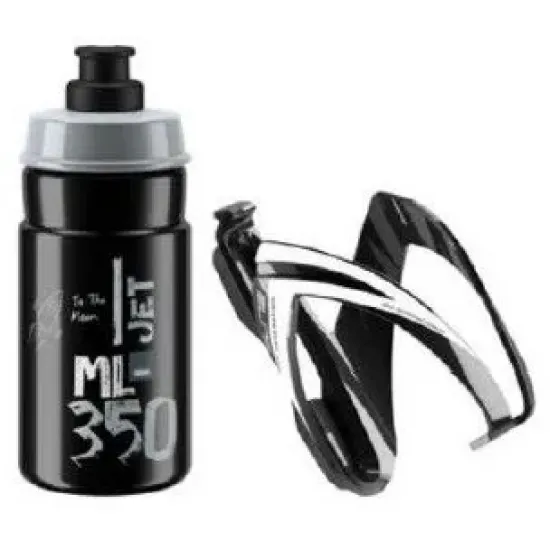 Комплект ELITE CEO: фляготримач чорний/сірий + фляга JET чорна 350мл