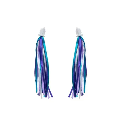 Прикраса на кермо Green Cycle GCS-551 блакитні з фіолетовим тканинні смужки, кріплення барендою