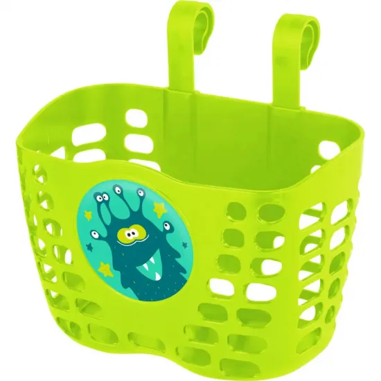 Корзина детская пластиковая на руль KLS Buddy Монстрик. ярко-зеленый