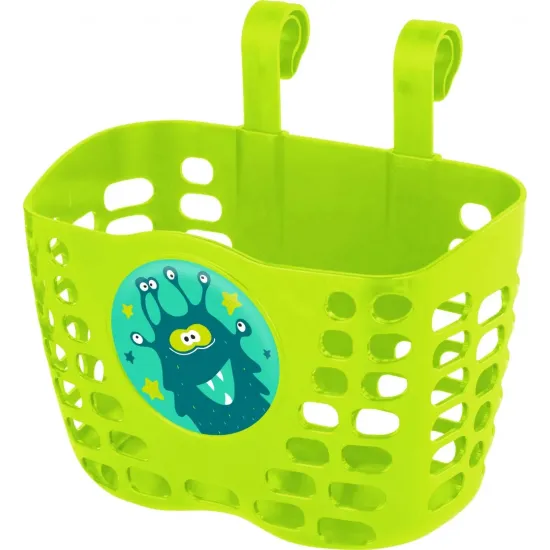Корзина детская пластиковая на руль KLS Buddy Монстрик. ярко-зеленый