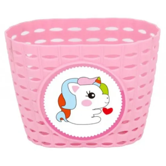 Детская пластиковая корзина на руле ONRIDE Lio розовая для велосипедов 12-14"
