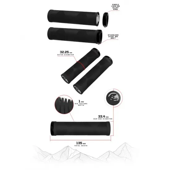 Грипсы Lizard Skins STRATA Lock-On, 135мм, jet black