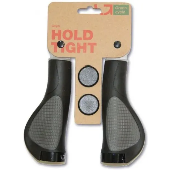 Гріпси Green Cycle GGR-513 130mm ергономічні, чорно-сірі з одним чорним замком