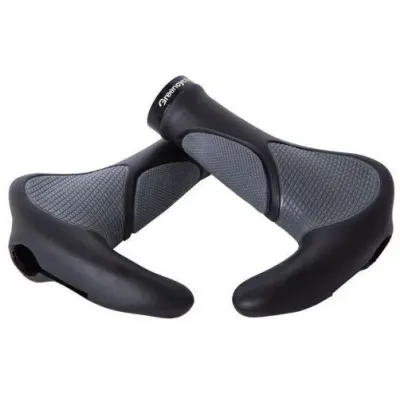 Гріпси Green Cycle GGR-512 140mm ергономічні, з одним замком і ріжками чорний / сірий Гріпси Green Cycle GGR-512 140mm ергономічні, з одним замком і ріжками чорний / сірий