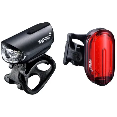 КОМПЛЕКТ: Переднее+заднее освещение INFINI OLLEY 4 функции черный USB КОМПЛЕКТ: Переднее+заднее освещение INFINI OLLEY 4 функции черный USB