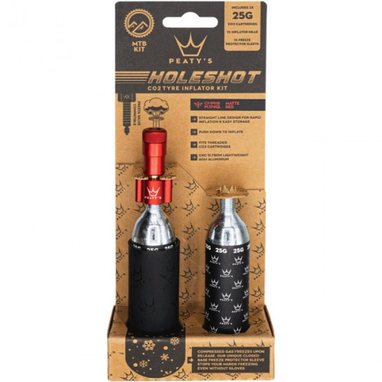 Насос Peaty's Holeshot CO2 насос для накачування шин, MTB 25g, Красный