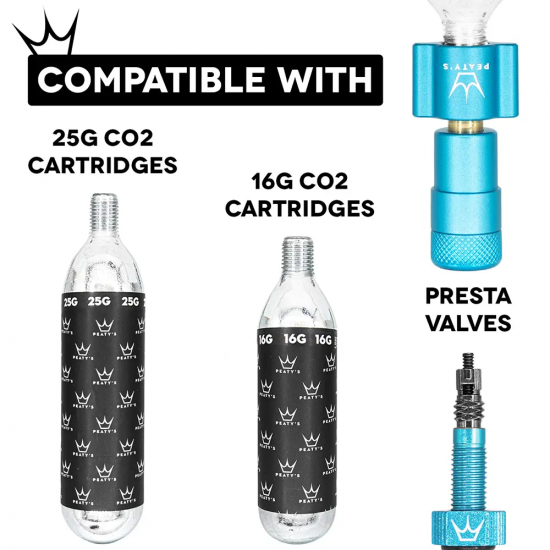 Насос Peaty's Holeshot CO2 насос для накачування шин, MTB 25g, Красный