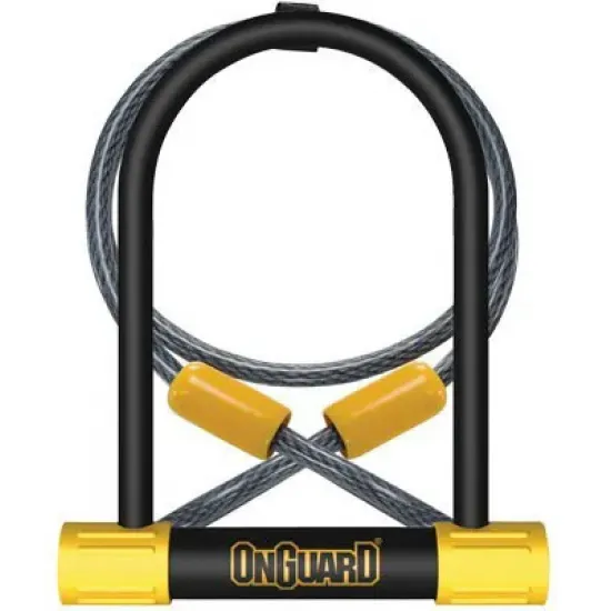 Замок U-подібний ONGUARD BULLDOG DT розмір скоби 115 x 230мм, товщина 13мм + кабель 120см х 10мм, поворотне кріплення на раму, 4 ключа + 1 з підсвічув