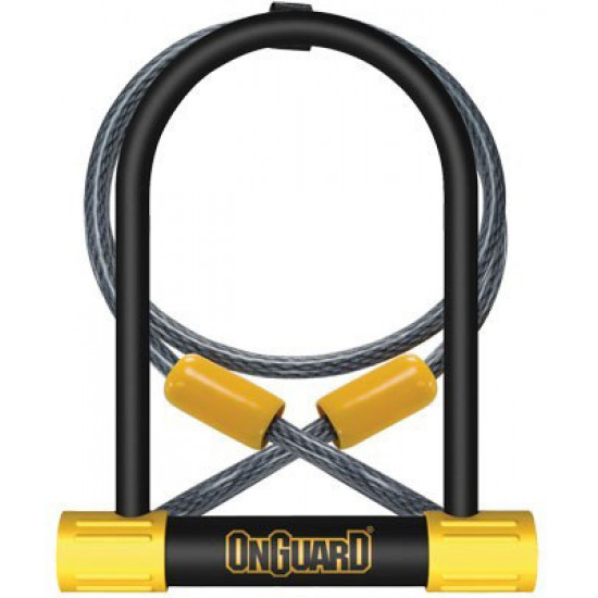 Замок U-подібний ONGUARD BULLDOG DT розмір скоби 115 x 230мм, товщина 13мм + кабель 120см х 10мм, поворотне кріплення на раму, 4 ключа + 1 з підсвічув