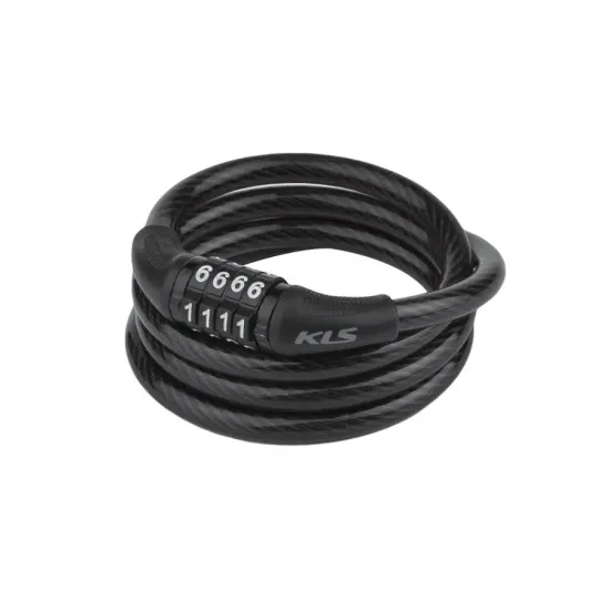 Замок тросиковий кодовий KLS Code чорний 8x1000 мм