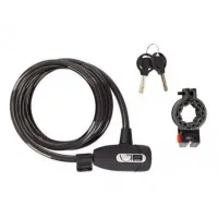 Замок на ключі Green Cycle GLK-220 з обплетеним тросом 12х150cm, чорний