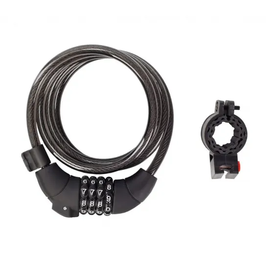 Кодовий замок Green Cycle PYM3789 (PY3127) в сіліконовій обоймі 10x150см, зміна коду, світлодіодне підсвічування циферблата, чорний + кріплення