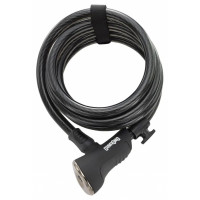 Замок ONGUARD DOBERMAN. спіральний трос 185см х 10мм, 5 ключів, поворотний тримач на раму, чорний