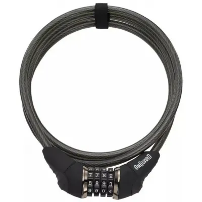 Замок ONGUARD AKITA. кодовый на 4 цифры. Трос 185см х 10мм, черный Замок ONGUARD AKITA. кодовый на 4 цифры. Трос 185см х 10мм, черный