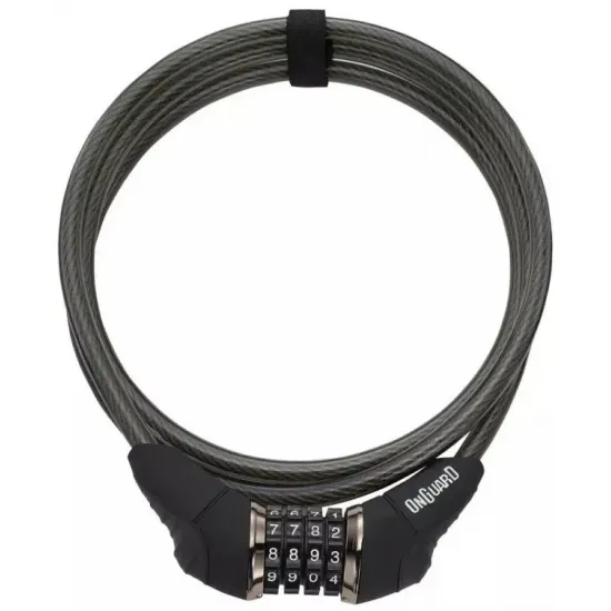 Замок ONGUARD AKITA. кодовый на 4 цифры. Трос 185см х 10мм, черный