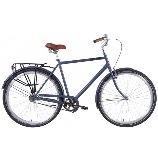 Велосипед ST 28" Dorozhnik COMFORT MALE  Velosteel  рама-22" серый с черным (м)  с багажником зад St, с крылом St  2021