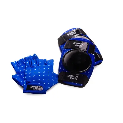 Захист для дітей Green Cycle FLASH наколінники, налокітники, рукавички, синьо-білий Захист для дітей Green Cycle FLASH наколінники, налокітники, рукавички, синьо-білий