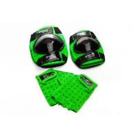 Захист для дітей Green Cycle FLASH наколінники, налокітники, рукавички, зелено-чорний