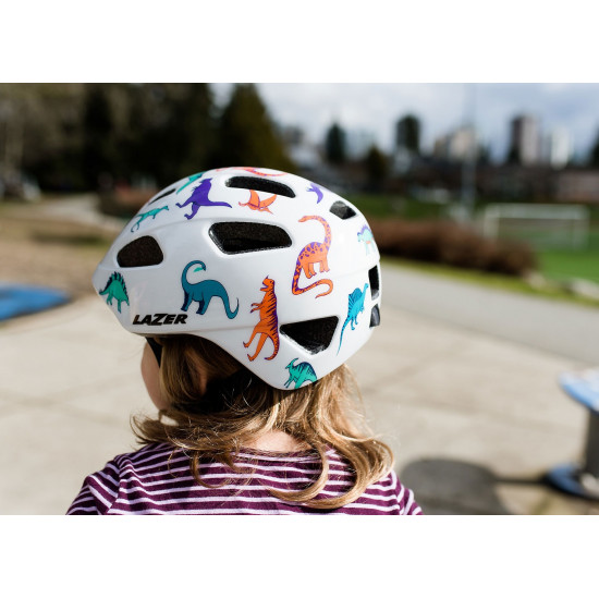 Шолом LAZER Pnut 2.0 KinetiCore динозаври, білий