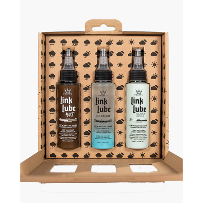 Набір мастил для ланцюга Peaty\'s LinkLube All Seasons Starter Pack, Dry / Wet / All-Weather, 3x 60ml Набір мастил для ланцюга Peaty\'s LinkLube All Seasons Starter Pack, Dry / Wet / All-Weather, 3x 60ml