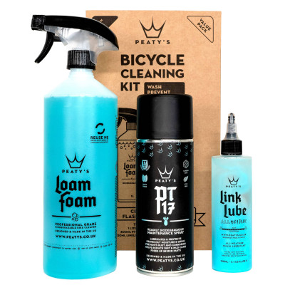 Набор для мойки Peaty's Cleaning Gift Pack, шампунь 1L / Спрей PT17 400ml / смазка цепи 120ml, All-Weather Набор для мойки Peaty's Cleaning Gift Pack, шампунь 1L / Спрей PT17 400ml / смазка цепи 120ml, All-Weather