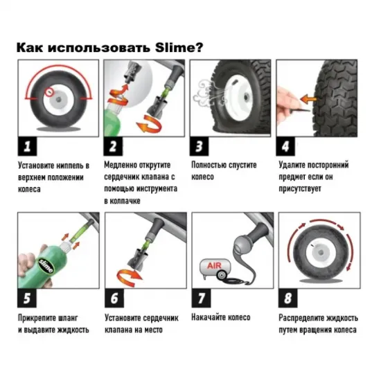 Антифриз для бескамерных шин Slime, 19л
