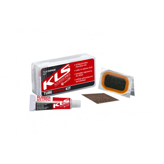 Набір для заклейки камери KLS Repair kit клей / латки / наждак / пластиковий бокс