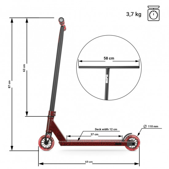 Самокат трюковий Hipe H11 Magma (black/red)