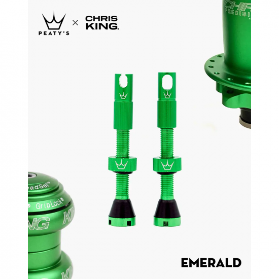 Ніпелі Peaty's x Chris King Tubeless Valves, 42mm, Emerald, PTV2-42-EMR-12