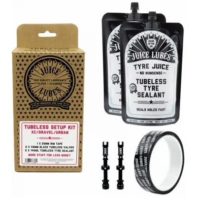 Набір безкамерки JUICE LUBES XC/Gravel/Urban, 25mm Tape, 48mm Valves, 280ml Sealant
