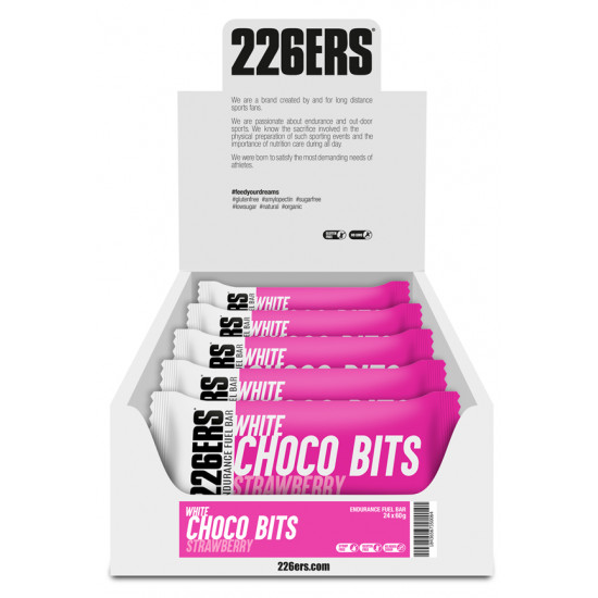 Батончик 226ERS Endurance Fuel Choco bits Energy білий шоколад/полуниця 60г 24шт/уп 1440г