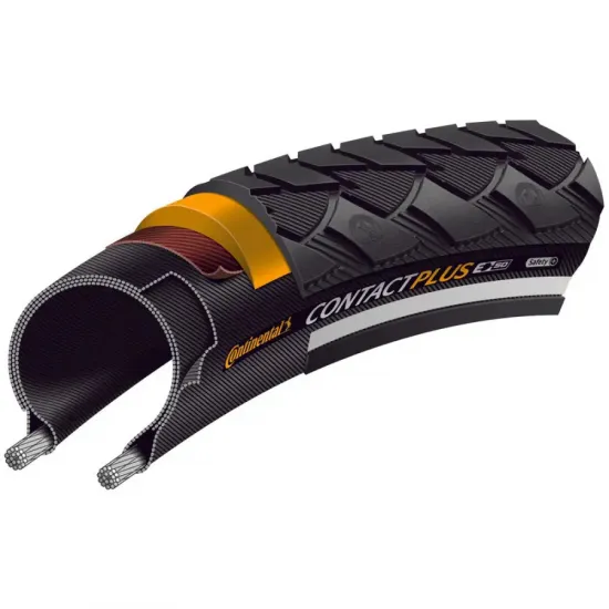покришка Continental Contact Plus, 28" | 700 x 35C | 28 x 1 3/8 x 1 5/8, чорная, не складна, світлов 101005 покришка Continental Contact Plus, 28" | 700 x 35C | 28 x 1 3/8 x 1 5/8, чорная, не складна, світлов 101005