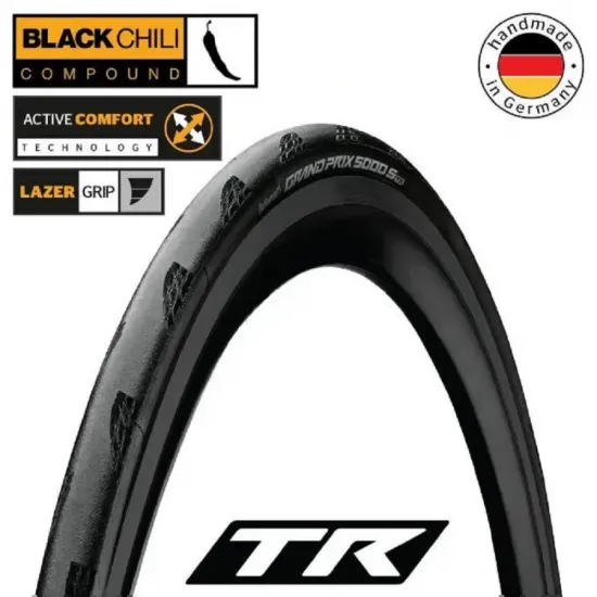 Бескамерная шина Continental Grand Prix 5000S черная, складная BlackChili, Active Comfort Technolog