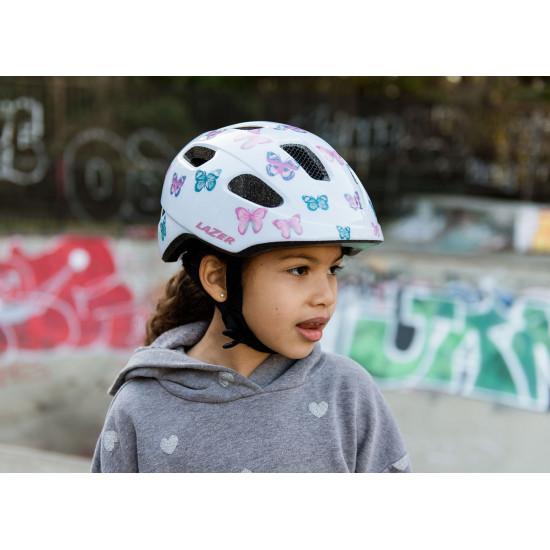 Шолом LAZER Nutz 2.0 KinetiCore, метелики, білий