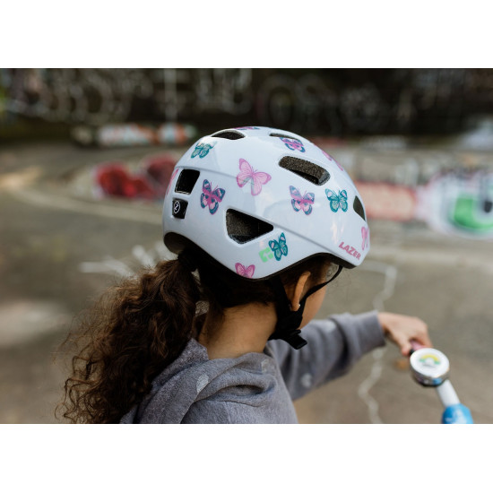 Шолом LAZER Nutz 2.0 KinetiCore, метелики, білий